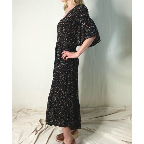 FAITHFULL THE BRAND Melia Black Polka Dot Floral Maxi Dress US XS/S - Picture 5 of 16